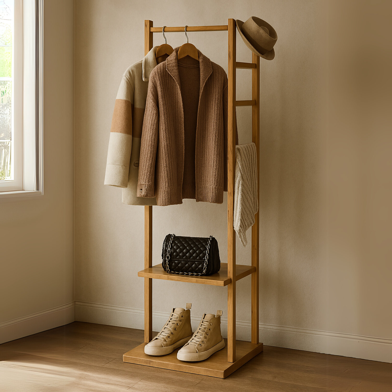 Borough Wharf Dulles Bamboo Wooden Coat Rack Freestanding Coat